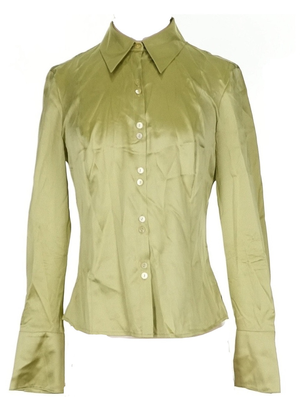 Semantiks Light Green Satin Button Down Shirt